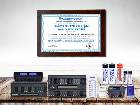 Chứng nhận đại lý phân phối độc quyền pin sạc - máy sạc pin Doublepow