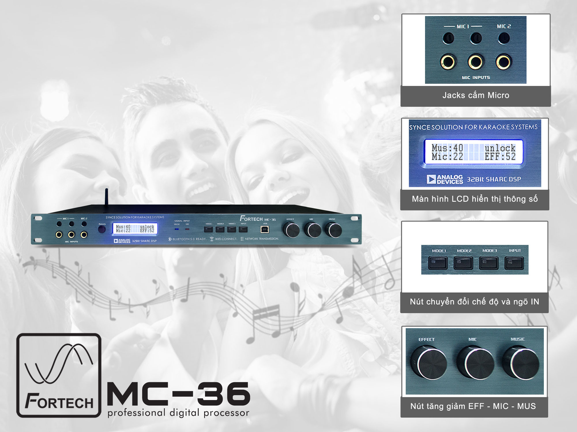 Vang số - Mixer digital Fortech MC-36 chuyên nghiệp.