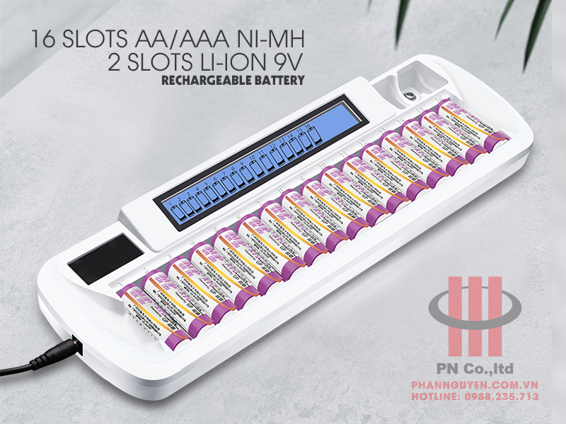 Bộ sạc 16 viên pin thông minh MP VIP-1680C tự ngắt khi đầy