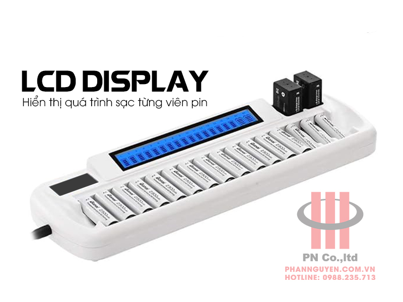 Bộ sạc 16 viên pin thông minh MP VIP-1680C tự ngắt khi đầy