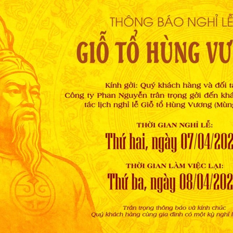 Thông báo lịch nghỉ lễ Giỗ Tổ Hùng Vương 2025